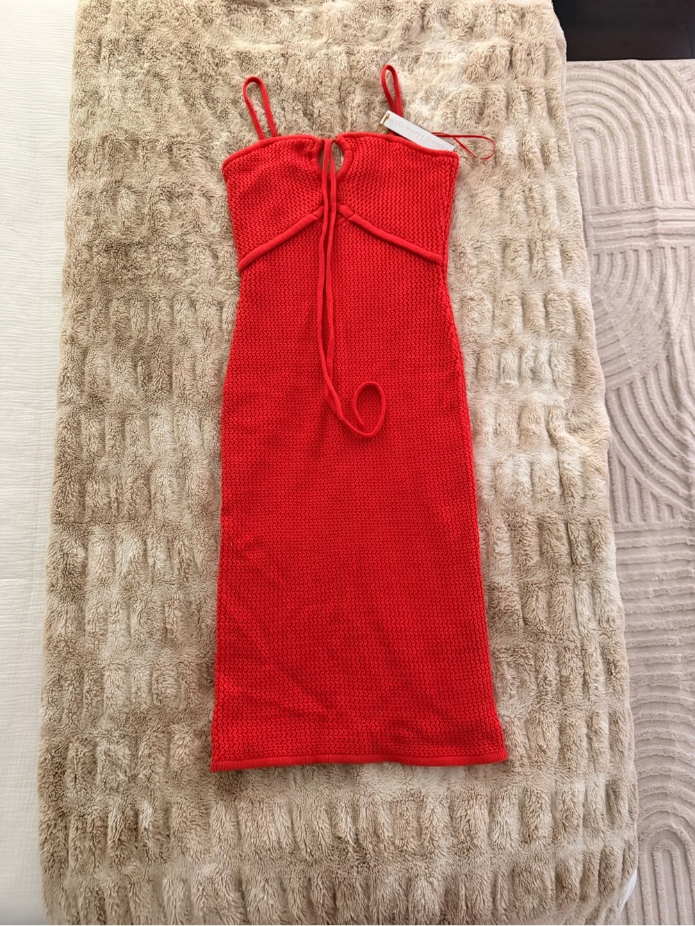 House of Harlow 1960 Red Crotchet Spaghetti-Strap Bodycon Dress